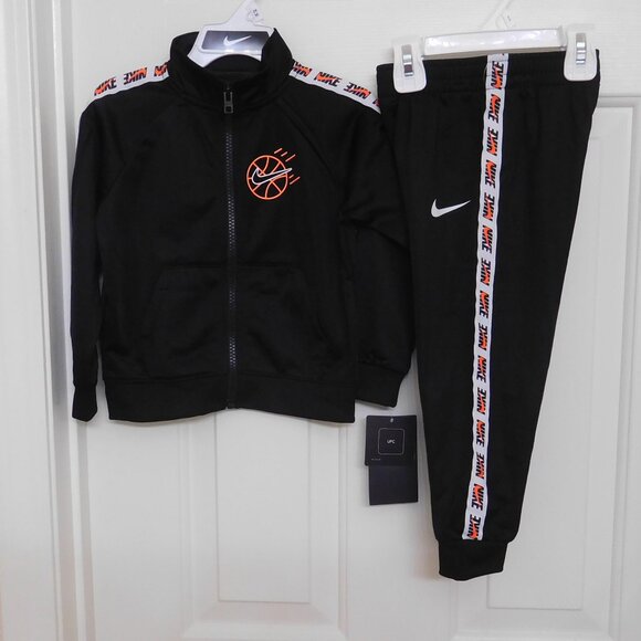 NWT 2pc Nike Black Orange Basketball Zip Front Coat & Joggers Set sz 24 Months - Picture 1 of 1